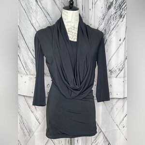 C Graffiti USA Drapes Neck Tunic Black S